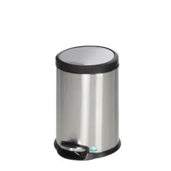 PROREGAL Robuster Tretabfallsammler Mit Fußpedal Gedämpftes Schließen 20 Liter HxBxT 46 x 31 x 37 cm Edelstahl Silber