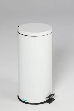 PROREGAL Robuster Tretabfallsammler Mit Fußpedal Inneneimer Mit Griff 30 Liter HxBxT 64 x 29 x 29 cm Verzinkter Stahl Weiß