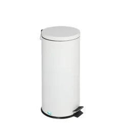 PROREGAL Robuster Tretabfallsammler Mit Fußpedal Inneneimer Mit Griff 30 Liter HxBxT 64 x 29 x 29 cm Verzinkter Stahl Weiß