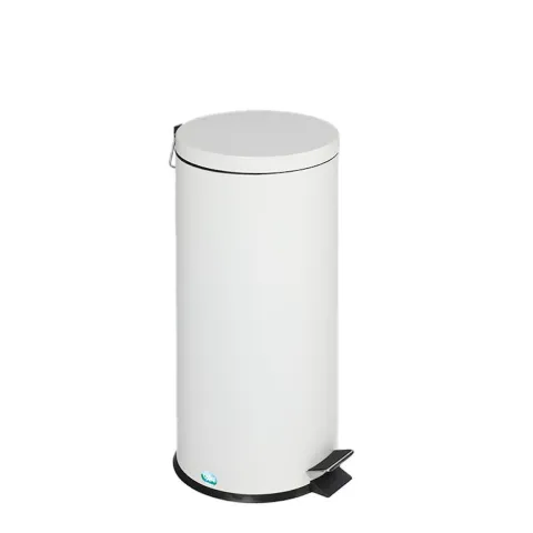 PROREGAL Robuster Tretabfallsammler Mit Fußpedal Inneneimer Mit Griff 30 Liter HxBxT 64 x 29 x 29 cm Verzinkter Stahl Weiß