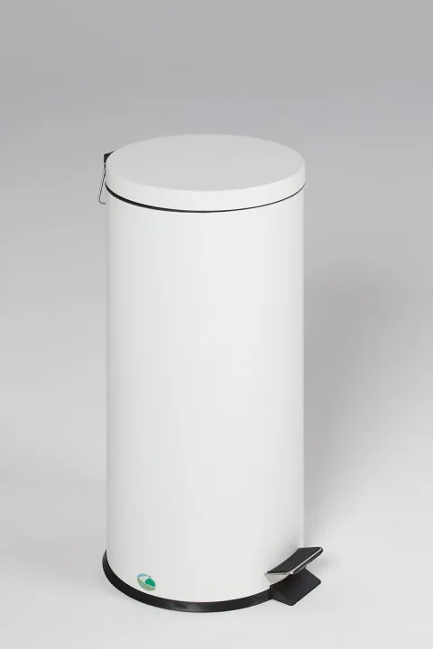 PROREGAL Robuster Tretabfallsammler Mit Fußpedal Inneneimer Mit Griff 30 Liter HxBxT 64 x 29 x 29 cm Verzinkter Stahl Weiß