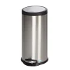 PROREGAL Robuster Tretabfallsammler Mit Fußpedal Gedämpftes Schließen 30 Liter HxBxT 63 x 31 x 37 cm Edelstahl Silber