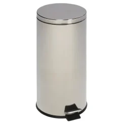PROREGAL Robuster Tretabfallsammler Mit Fußpedal Inneneimer Mit Griff 30 Liter HxBxT 64 x 29 x 29 cm Edelstahl Silber