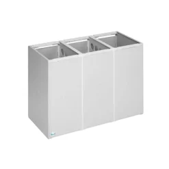 PROREGAL Robustes Abfallbehälter Und Wertstoffsammelsystem 3 Fach Ohne Deckel 40 Liter HxBxT 57 x 76 x 40,5 cm Kunststoff Grau