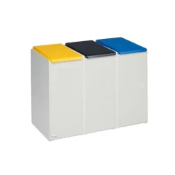 PROREGAL Robustes Abfallbehälter Und Wertstoffsammelsystem 3 Fach Ohne Deckel 40 Liter HxBxT 57 x 76 x 40,5 cm Kunststoff Grau