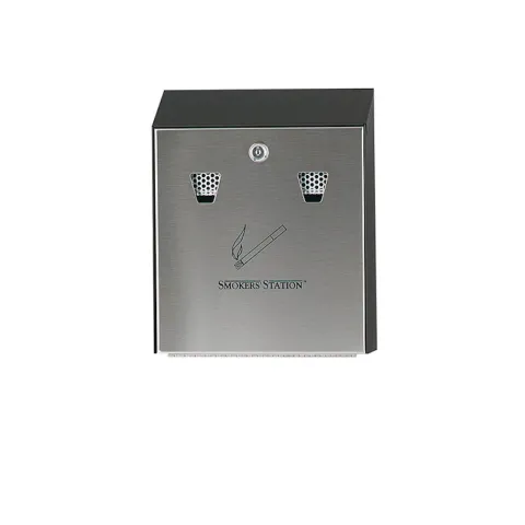 PROREGAL Rubbermaid Edelstahl Wand-Aschenbecher Mit Feuerbeständigem Inneneimer Aus Stahl HxBxT 31,8 x 25,4 x 7,6 cm Silber