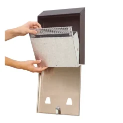 PROREGAL Rubbermaid Edelstahl Wand-Aschenbecher Mit Feuerbeständigem Inneneimer Aus Stahl HxBxT 31,8 x 25,4 x 7,6 cm Silber