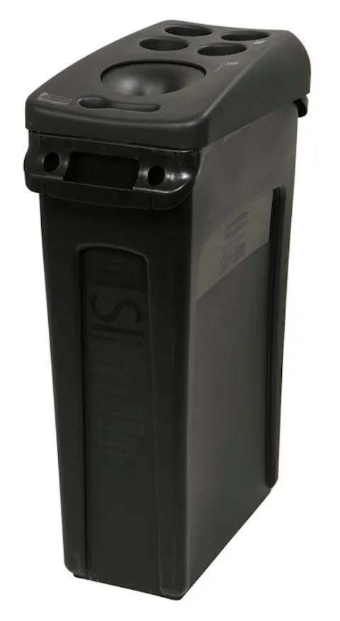 PROREGAL Rubbermaid Slim Jim Mülleimer Mit Belüftungskanälen 87 Liter HxBxT 76,2 x 28 x 56 cm Schwarz