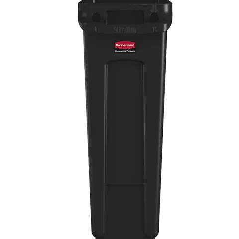 PROREGAL Rubbermaid Slim Jim Mülleimer Mit Belüftungskanälen 87 Liter HxBxT 76,2 x 28 x 56 cm Schwarz