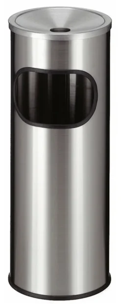 PROREGAL Runder Edelstahl Kombiascher 9 Liter HxØ 61 x 24 cm Silber