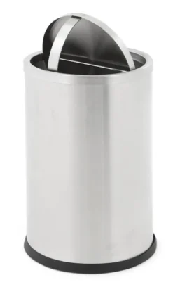 PROREGAL Runder Edelstahl Papierkorb Mit SwIng Deckel 10 Liter HxØ 30 x 20 cm Silber