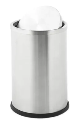 PROREGAL Runder Edelstahl Papierkorb Mit SwIng Deckel 10 Liter HxØ 30 x 20 cm Silber