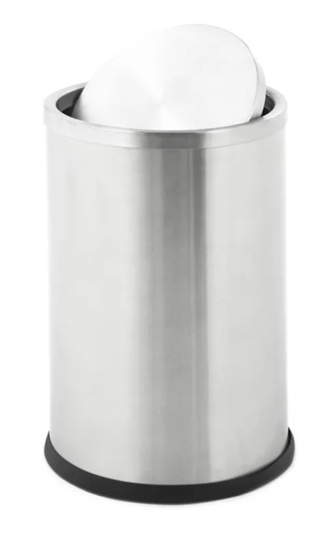 PROREGAL Runder Edelstahl Papierkorb Mit SwIng Deckel 10 Liter HxØ 30 x 20 cm Silber