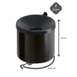 PROREGAL Runder Feuerlöschender Wandaschenbecher 2 Liter HxØ 16 x 16 cm Metal Schwarz Mit Schwarzem Deckel