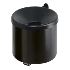 PROREGAL Runder Feuerlöschender Wandaschenbecher 2 Liter HxØ 16 x 16 cm Metal Schwarz Mit Schwarzem Deckel