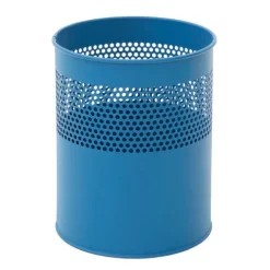 PROREGAL Runder Halbperforierter Papierkorb Aus Metall 10 Liter HxØ 27,5 x 23,5 cm Blau