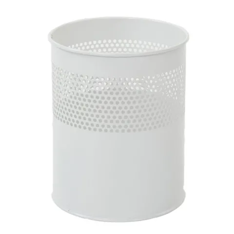 PROREGAL Runder Halbperforierter Papierkorb Aus Metall 10 Liter HxØ 27,5 x 23,5 cm Weiß