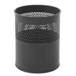 PROREGAL Runder Halbperforierter Papierkorb Aus Metall 10 Liter HxØ 27,5 x 23,5 cm Schwarz