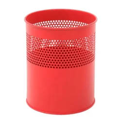 PROREGAL Runder Halbperforierter Papierkorb Aus Metall 10 Liter HxØ 27,5 x 23,5 cm Rot