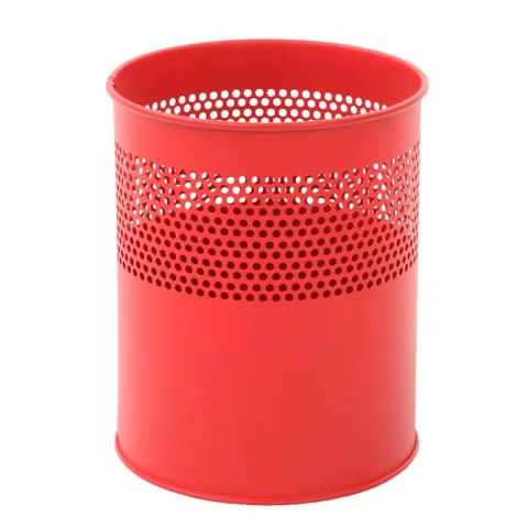 PROREGAL Runder Halbperforierter Papierkorb Aus Metall 10 Liter HxØ 27,5 x 23,5 cm Rot