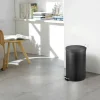 PROREGAL Runder Tretabfallsammler Mit Herausnehmbaren Kunststoff Inneneimer 12 Liter HxBxT 40 x 29,5 x 25,5 cm Schwarz