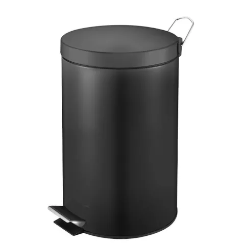 PROREGAL Runder Tretabfallsammler Mit Herausnehmbaren Kunststoff Inneneimer 12 Liter HxBxT 40 x 29,5 x 25,5 cm Schwarz