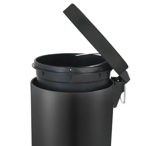 PROREGAL Runder Tretabfallsammler Mit Herausnehmbaren Kunststoff Inneneimer 12 Liter HxBxT 40 x 29,5 x 25,5 cm Schwarz