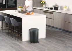 PROREGAL Runder Tretabfallsammler Mit Herausnehmbaren Kunststoff Inneneimer 20 Liter Höhe 44,5 cm Schwarz