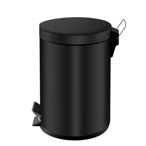 PROREGAL Runder Tretabfallsammler Mit Herausnehmbaren Kunststoff Inneneimer 3 Liter HxBxT 27 x 19,5 x 17 cm Schwarz