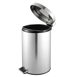 PROREGAL Runder Tretabfallsammler Mit Herausnehmbaren Kunststoff Inneneimer 3 Liter HxBxT 27 x 19,5 x 17 cm Edelstahl