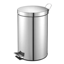 PROREGAL Runder Tretabfallsammler Mit Herausnehmbaren Kunststoff Inneneimer 3 Liter HxBxT 27 x 19,5 x 17 cm Edelstahl