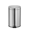 PROREGAL Runder Tretabfallsammler Mit Herausnehmbaren Kunststoff Inneneimer 3 Liter HxBxT 27 x 19,5 x 17 cm Matt Silber