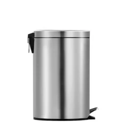 PROREGAL Runder Tretabfallsammler Mit Herausnehmbaren Kunststoff Inneneimer 3 Liter HxBxT 27 x 19,5 x 17 cm Matt Silber