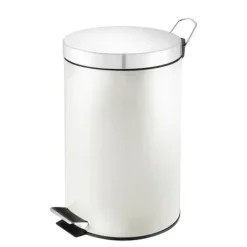 PROREGAL Runder Tretabfallsammler Mit Herausnehmbaren Kunststoff Inneneimer 3 Liter HxBxT 27 x 19,5 x 17 cm Weiß