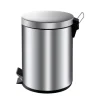 PROREGAL Runder Tretabfallsammler Mit Herausnehmbaren Kunststoff Inneneimer 5 Liter HxBxT 28,4 x 24,5 x 20 cm Matt Silber