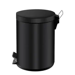 PROREGAL Runder Tretabfallsammler Mit Herausnehmbaren Kunststoff Inneneimer 5 Liter HxBxT 28,4 x 24,5 x 20 cm Schwarz