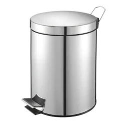 PROREGAL Runder Tretabfallsammler Mit Herausnehmbaren Kunststoff Inneneimer 5 Liter HxBxT 28,4 x 24,5 x 20 cm Edelstahl