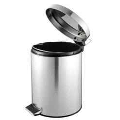 PROREGAL Runder Tretabfallsammler Mit Herausnehmbaren Kunststoff Inneneimer 5 Liter HxBxT 28,4 x 24,5 x 20 cm Edelstahl