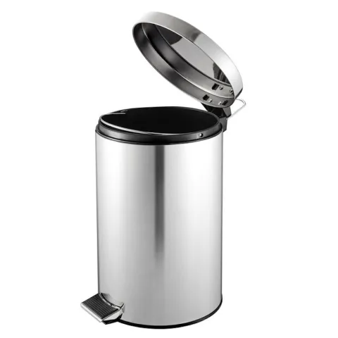 PROREGAL Runder Tretabfallsammler Mit Herausnehmbaren Kunststoff Inneneimer 12 Liter HxBxT 40 x 29,5 x 25,5 cm Edelstahl