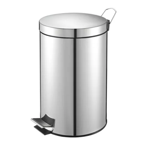 PROREGAL Runder Tretabfallsammler Mit Herausnehmbaren Kunststoff Inneneimer 12 Liter HxBxT 40 x 29,5 x 25,5 cm Edelstahl
