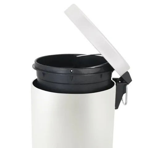PROREGAL Runder Tretabfallsammler Mit Herausnehmbaren Kunststoff Inneneimer 12 Liter HxBxT 40 x 29,5 x 25,5 cm Weiß
