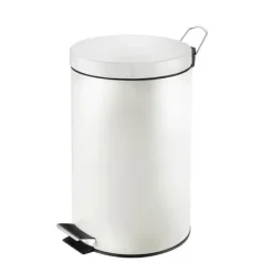 PROREGAL Runder Tretabfallsammler Mit Herausnehmbaren Kunststoff Inneneimer 12 Liter HxBxT 40 x 29,5 x 25,5 cm Weiß