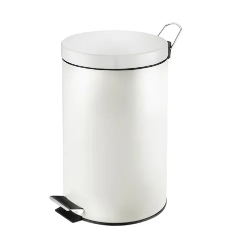 PROREGAL Runder Tretabfallsammler Mit Herausnehmbaren Kunststoff Inneneimer 12 Liter HxBxT 40 x 29,5 x 25,5 cm Weiß