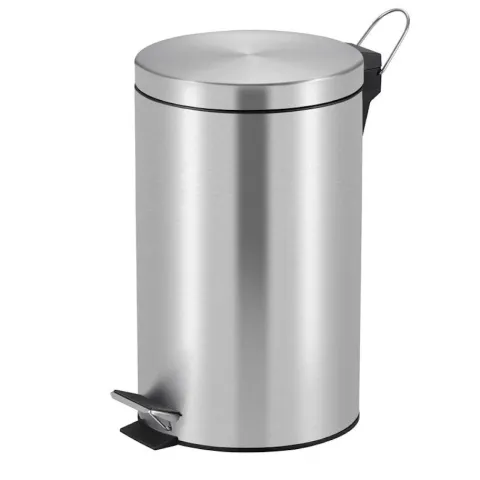PROREGAL Runder Tretabfallsammler Mit Herausnehmbaren Kunststoff Inneneimer 12 Liter HxBxT 40 x 29,5 x 25,5 cm Matt Silber