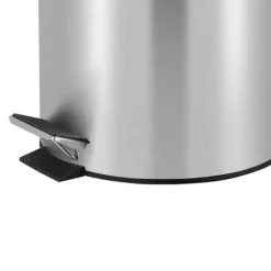 PROREGAL Runder Tretabfallsammler Mit Herausnehmbaren Kunststoff Inneneimer 12 Liter HxBxT 40 x 29,5 x 25,5 cm Matt Silber