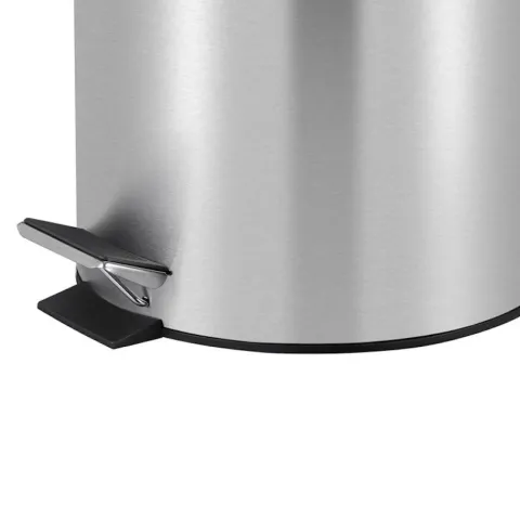 PROREGAL Runder Tretabfallsammler Mit Herausnehmbaren Kunststoff Inneneimer 12 Liter HxBxT 40 x 29,5 x 25,5 cm Matt Silber