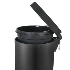 PROREGAL Runder Tretabfallsammler Mit Herausnehmbaren Kunststoff Inneneimer 30 Liter HxBxT 64 x 30 x 33 cm Schwarz