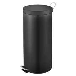 PROREGAL Runder Tretabfallsammler Mit Herausnehmbaren Kunststoff Inneneimer 30 Liter HxBxT 64 x 30 x 33 cm Schwarz