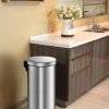 PROREGAL Runder Tretabfallsammler Mit Herausnehmbaren Kunststoff Inneneimer 30 Liter HxBxT 64 x 30 x 33 cm Edelstahl