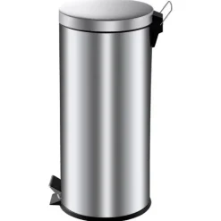 PROREGAL Runder Tretabfallsammler Mit Herausnehmbaren Kunststoff Inneneimer 30 Liter HxBxT 64 x 30 x 33 cm Edelstahl